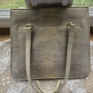 Vintage Cole Haan Natural Lizaed Skin Handbag Gold Tone Hardware